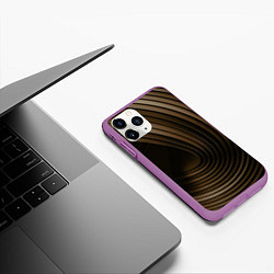 Чехол iPhone 11 Pro матовый Тёмное-золотые пластины во тьме, цвет: 3D-фиолетовый — фото 2
