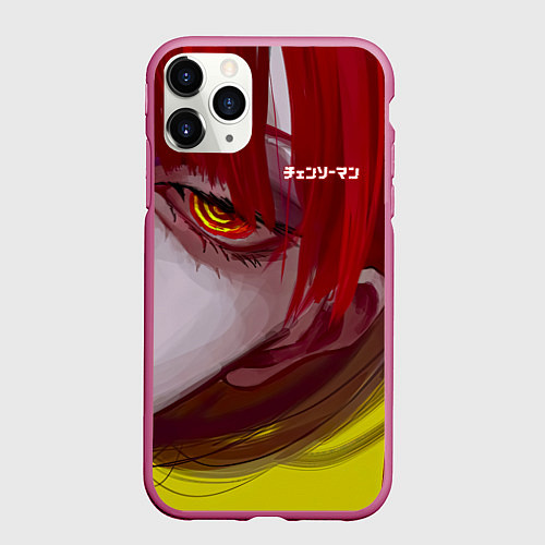 Чехол iPhone 11 Pro матовый Человек-бензопила взгляд Макимы / 3D-Малиновый – фото 1