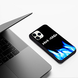 Чехол iPhone 11 Pro матовый Papa Roach blue fire, цвет: 3D-черный — фото 2