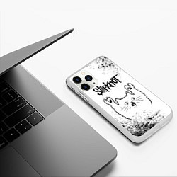 Чехол iPhone 11 Pro матовый Slipknot рок кот на светлом фоне, цвет: 3D-белый — фото 2