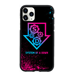 Чехол iPhone 11 Pro матовый System of a Down - neon gradient, цвет: 3D-черный