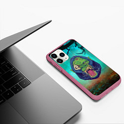 Чехол iPhone 11 Pro матовый Горилла - зомби, цвет: 3D-малиновый — фото 2