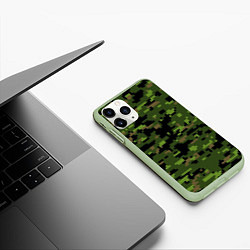 Чехол iPhone 11 Pro матовый Камуфляж лесной пиксель, цвет: 3D-салатовый — фото 2