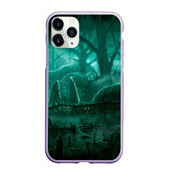 Чехол iPhone 11 Pro матовый Причал у болота, цвет: 3D-светло-сиреневый