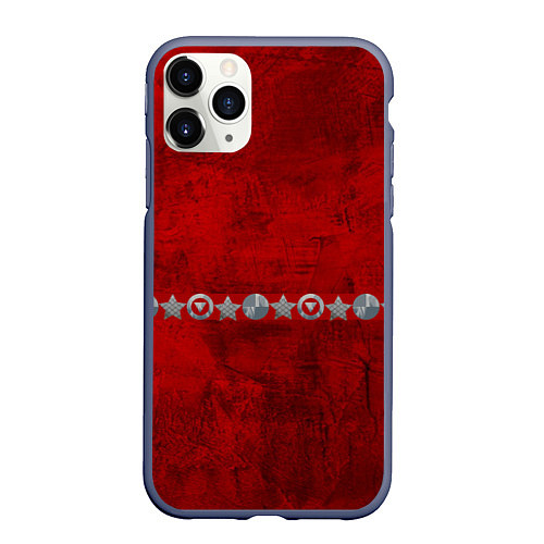 Чехол iPhone 11 Pro матовый Красный градиент / 3D-Серый – фото 1