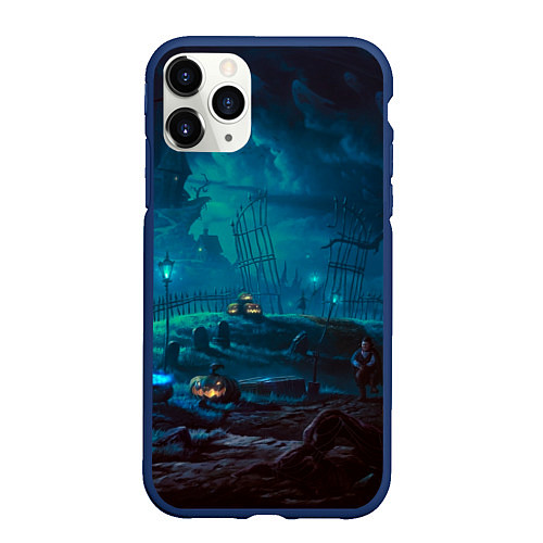 Чехол iPhone 11 Pro матовый Волшебная ночь / 3D-Тёмно-синий – фото 1