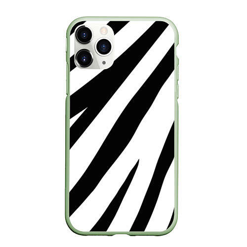 Чехол iPhone 11 Pro матовый Камуфляж зебры / 3D-Салатовый – фото 1