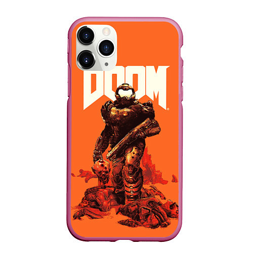 Чехол iPhone 11 Pro матовый DOOM - Doomguy / 3D-Малиновый – фото 1