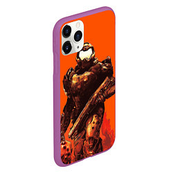 Чехол iPhone 11 Pro матовый Думгай с головой - Doom, цвет: 3D-фиолетовый — фото 2