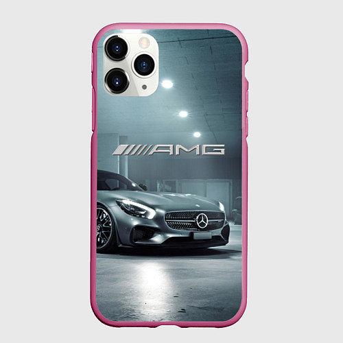 Чехол iPhone 11 Pro матовый Mercedes AMG - Motorsport / 3D-Малиновый – фото 1
