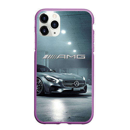 Чехол iPhone 11 Pro матовый Mercedes AMG - Motorsport / 3D-Фиолетовый – фото 1