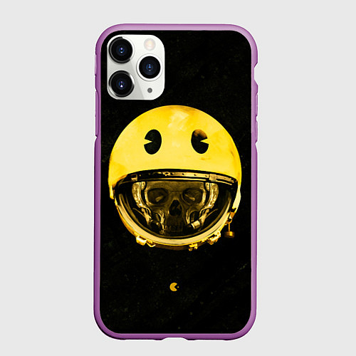 Чехол iPhone 11 Pro матовый Space pac-man / 3D-Фиолетовый – фото 1