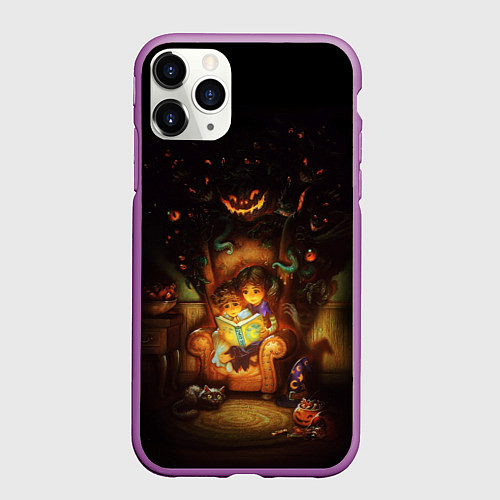 Чехол iPhone 11 Pro матовый Book nightmares / 3D-Фиолетовый – фото 1