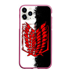 Чехол iPhone 11 Pro матовый Атака титанов - Красный Разведкорпус, цвет: 3D-малиновый