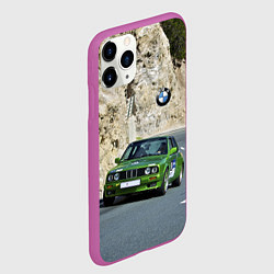 Чехол iPhone 11 Pro матовый Зелёная бэха на горной дороге, цвет: 3D-фиолетовый — фото 2