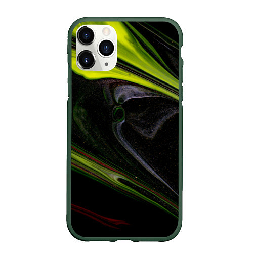 Чехол iPhone 11 Pro матовый Зелёный песок в темноте / 3D-Темно-зеленый – фото 1
