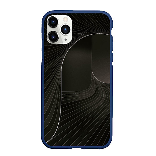 Чехол iPhone 11 Pro матовый Чёрная спираль / 3D-Тёмно-синий – фото 1