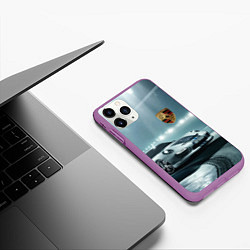 Чехол iPhone 11 Pro матовый Porsche - racing route - motorsport, цвет: 3D-фиолетовый — фото 2