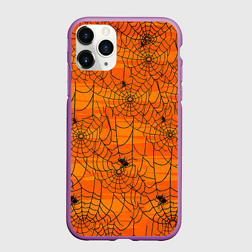 Чехол iPhone 11 Pro матовый Паучье логово / 3D-Фиолетовый – фото 1