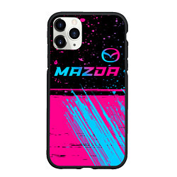 Чехол iPhone 11 Pro матовый Mazda - neon gradient: символ сверху