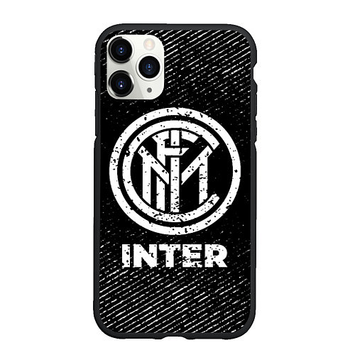 Чехол iPhone 11 Pro матовый Inter с потертостями на темном фоне / 3D-Черный – фото 1