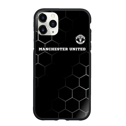 Чехол iPhone 11 Pro матовый Manchester United sport на темном фоне: символ све / 3D-Черный – фото 1