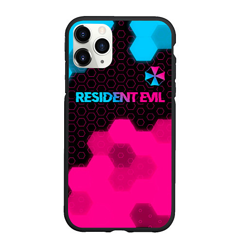 Чехол iPhone 11 Pro матовый Resident Evil - neon gradient: символ сверху / 3D-Черный – фото 1