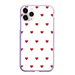 Чехол iPhone 11 Pro матовый Белая поляна с красными сердечками