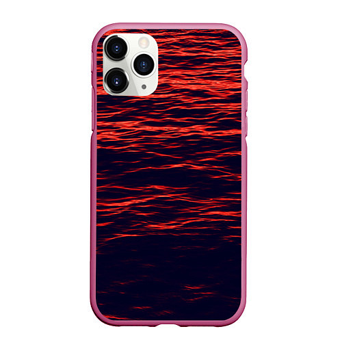 Чехол iPhone 11 Pro матовый Sunset Wave / 3D-Малиновый – фото 1