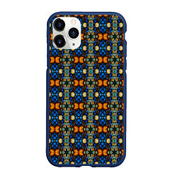 Чехол iPhone 11 Pro матовый Витражи - ромбики, цвет: 3D-тёмно-синий