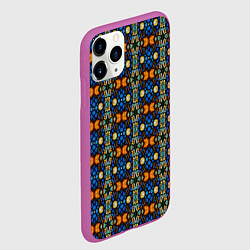Чехол iPhone 11 Pro матовый Витражи - ромбики, цвет: 3D-фиолетовый — фото 2