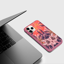 Чехол iPhone 11 Pro матовый Оранжево-коричневый абстрактный геометрический узо, цвет: 3D-малиновый — фото 2