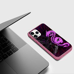 Чехол iPhone 11 Pro матовый Неоновый дракон purple dragon, цвет: 3D-малиновый — фото 2
