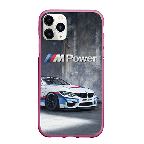 Чехол iPhone 11 Pro матовый BMW M4 GT4 - racing team - motorsport / 3D-Малиновый – фото 1