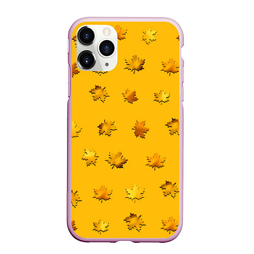 Чехол iPhone 11 Pro матовый Цвета осени: листья клена / 3D-Розовый – фото 1