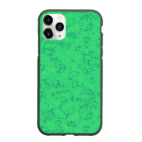 Чехол iPhone 11 Pro матовый Мраморный зеленый яркий узор / 3D-Темно-зеленый – фото 1