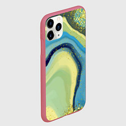 Чехол iPhone 11 Pro матовый Сине-зеленый агат, цвет: 3D-малиновый — фото 2