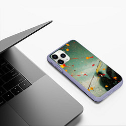 Чехол iPhone 11 Pro матовый Светло-зелёный фон и разные краски, цвет: 3D-светло-сиреневый — фото 2
