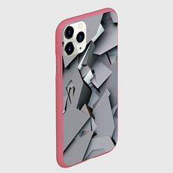 Чехол iPhone 11 Pro матовый Металлическая хаотичная броня, цвет: 3D-малиновый — фото 2