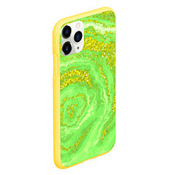 Чехол iPhone 11 Pro матовый Салатовая золотистая абстракция, цвет: 3D-желтый — фото 2