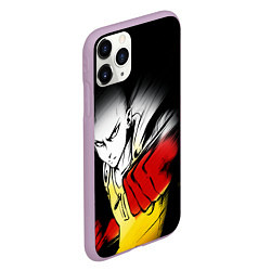 Чехол iPhone 11 Pro матовый Ванпанчмен -человек с красными кулаками, цвет: 3D-сиреневый — фото 2