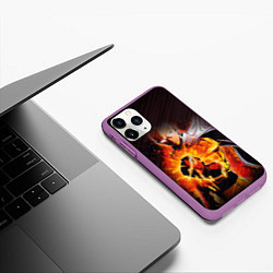 Чехол iPhone 11 Pro матовый One Punch-Man-красный кулак, цвет: 3D-фиолетовый — фото 2