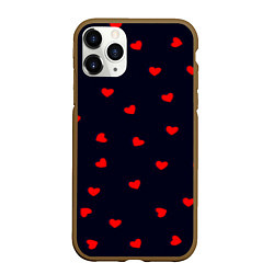 Чехол iPhone 11 Pro матовый Сердечки, цвет: 3D-коричневый