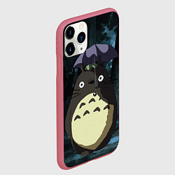 Чехол iPhone 11 Pro матовый Totoro in rain forest, цвет: 3D-малиновый — фото 2