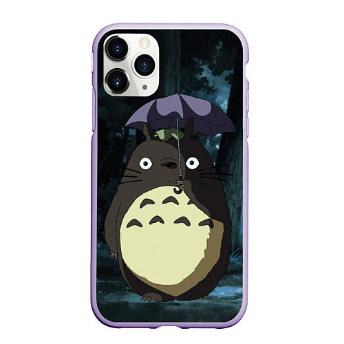 Чехол iPhone 11 Pro матовый Totoro in rain forest / 3D-Светло-сиреневый – фото 1