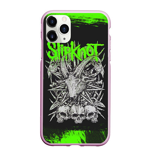 Чехол iPhone 11 Pro матовый Slipknot green logo / 3D-Розовый – фото 1