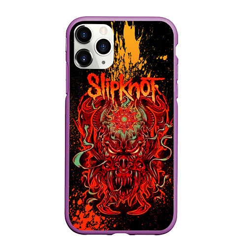 Чехол iPhone 11 Pro матовый Slipknot - red monster / 3D-Фиолетовый – фото 1