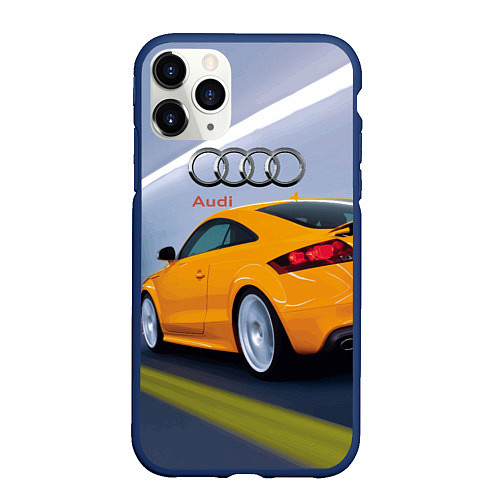 Чехол iPhone 11 Pro матовый Audi TT мчится в тоннеле / 3D-Тёмно-синий – фото 1