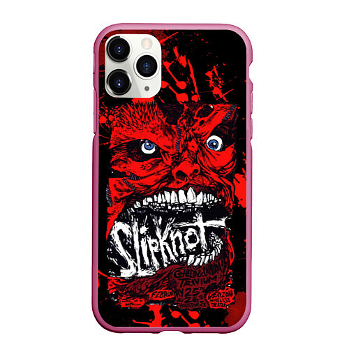 Чехол iPhone 11 Pro матовый Slipknot red blood / 3D-Малиновый – фото 1