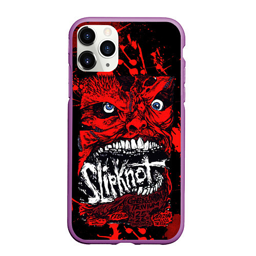 Чехол iPhone 11 Pro матовый Slipknot red blood / 3D-Фиолетовый – фото 1